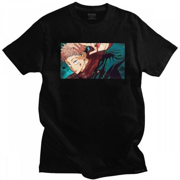 

men's t-shirts novelty anime manga jujutsu kaisen t shirt men short sleeved yuji itadori t-shirt 100% cotton tshirt graphic tee merchan, White;black