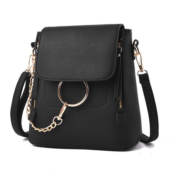 

backpack women's spring summer fashion splicing solid color bag buckle backpack school travel