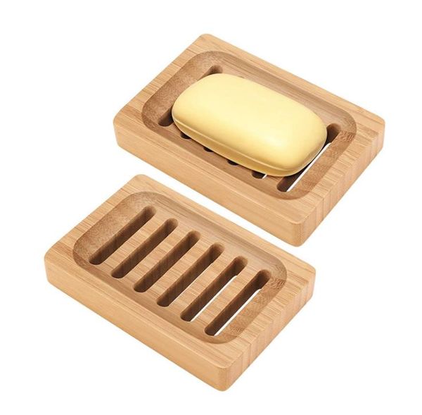 Doğal Sabun Diski Banyo Meydanı 12.5x9x2cm Bambu Sabunlar Kutusu Ev Hotel Lavabo Güverte Küvet Duş Yemekleri Dekorasyon SN4190