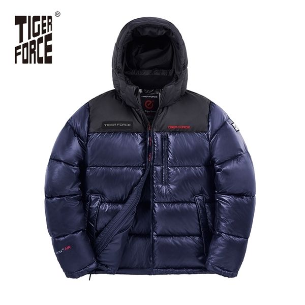 Tiger Force Jaqueta de Inverno dos Homens Rússia Quente Windproof Moda Homens Casaco de Alta Qualidade Zipper Inverno Parka Casaco 70793 211216