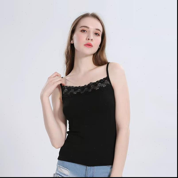 

basic fitness running cotton womens cami spaghetti strap elastic white black camisole beach sun tank lace base wholesale