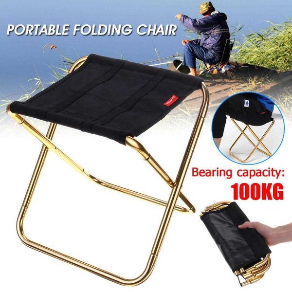 

aluminum alloy portable ultra-light folding chair outdoor camping fishing seat hiking picnic bbq chairs stool accessories
