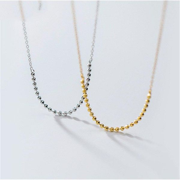 

chains a00546 real 100% 925 sterling silver minimalist romantic sweet bead chain pendant short choker necklace for women wedding