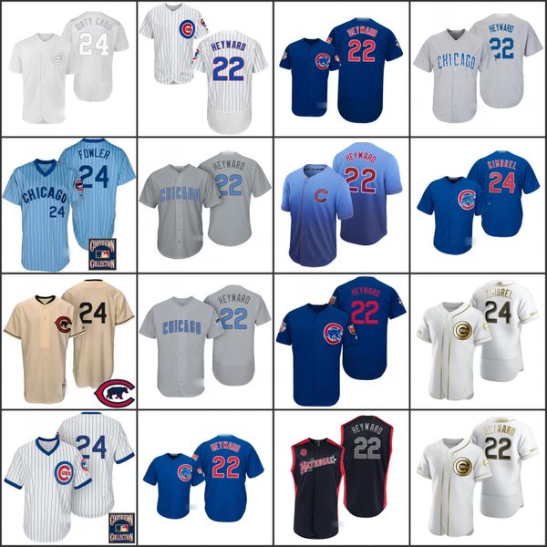 

chicago cubs men 22 jason heyward white 24 craig kimbrel women youth jersey, Black;red