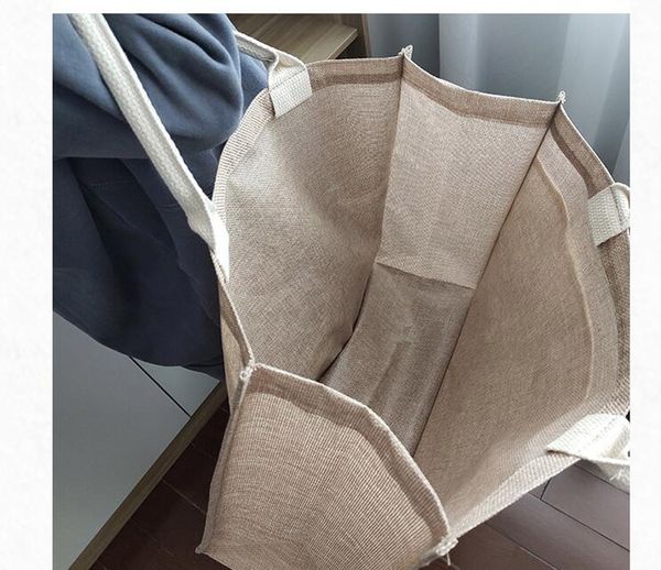 

dhl100pcs stuff sacks sublimation diy white blank jute large capacity horizontal fund handbag