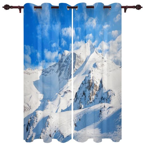 

nice translucent curtains with snow mountain sky clouds pattern for living room kitchen bedroom decoration windows curtain & drapes