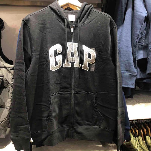 

brand hoodie special gap letter men's zipper couple's sweater, Black