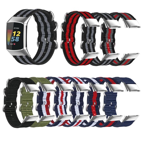 Cinturini in nylon con cinturino in tessuto di tela Cinturino con cinturini morbidi Cinturino sportivo per Fitbit Charge 5 Accessori intelligenti per la sostituzione dell'orologio Charge5