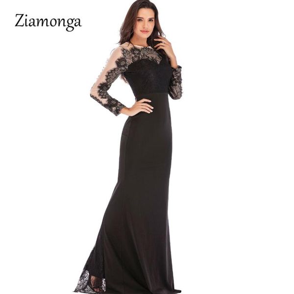 

casual dresses ziamonga elegant christmas party dress women 2021 o-neck lace long bandage evening female maxi vestidos, Black;gray