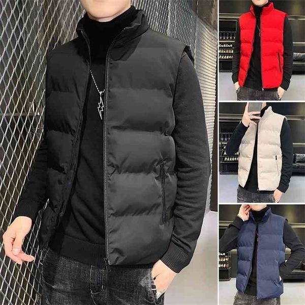 

mens jacket sleeveless vest autumn and winter jackets warm down vests casual coats male slim soft vest men waistcoat zipper coat 210925, Black;white
