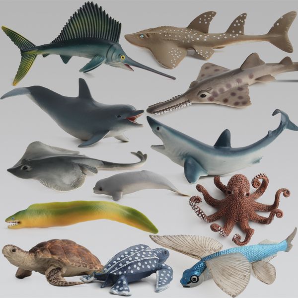 Акула осьминога черепаха дельфин рыба мечтать образовательные моделирования мини модели для 12 шт. Детские действия фигурки океан море животных игрушка