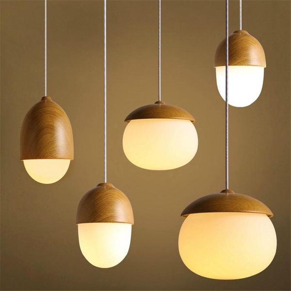 

pendant lamps modern home nuts dinner lamp iron wood grain e27 bulb bed a/ b/c/d style cafe led bulbs