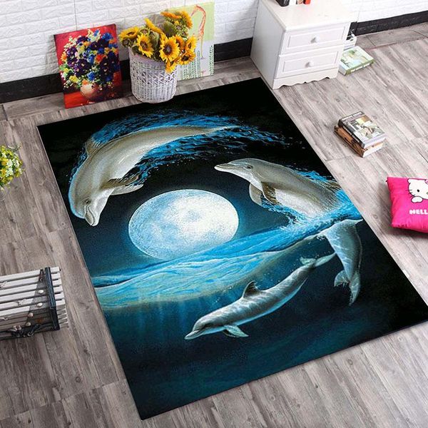 

bath mats cartoon animal dolphin rugs soft flannel home carpet non-slip kids play child room decor carpets for living area rug