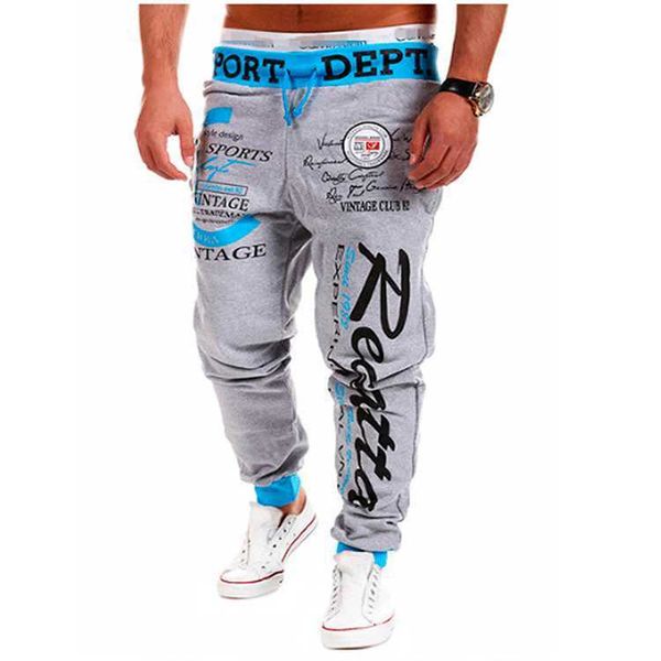 

men's jogger casual pants fitness men's sportswear bottoms tight sweatpants trousers printed gym jogging sweatpants h0831, Black