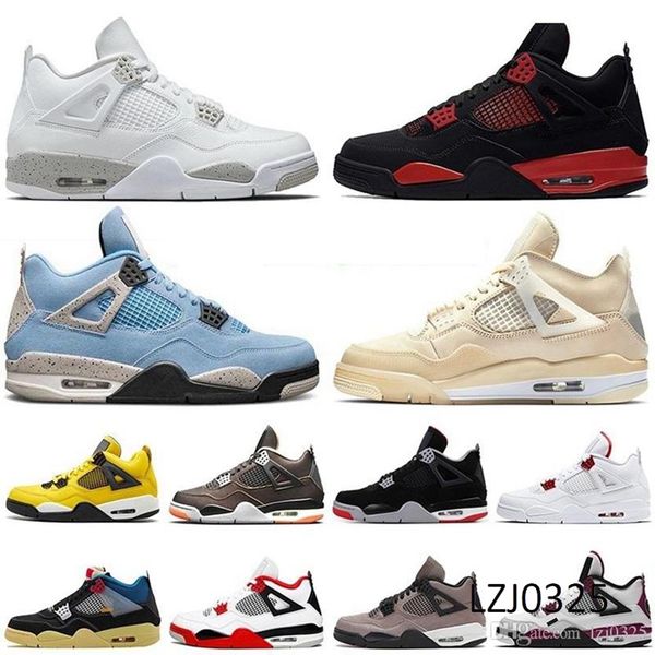 

the new est 4 university blue white oreo bred 4s basketball shoes black cat starfish paris fire red neon metallic purple men women sneakers
