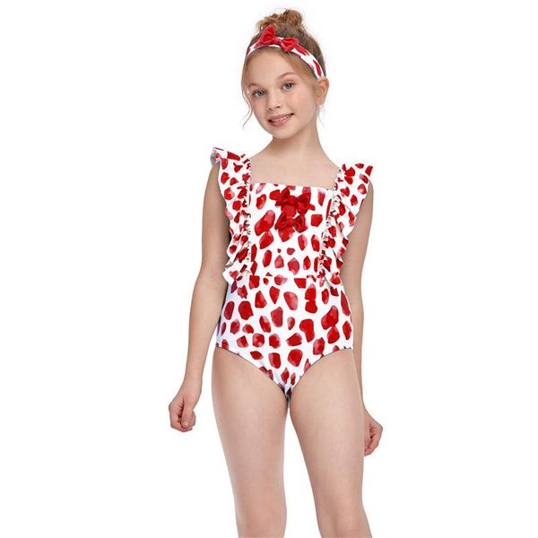 

one-piece suits 2021 children's petal print swimwear -side jumpsuit girls one piece swimsuit women kids