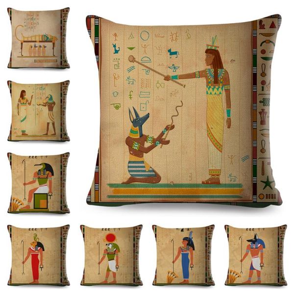 

cushion/decorative pillow ancient egypt totem pharaoh cushion cover decor cartoon anubis print for sofa home case polyester pillowcase 45*45