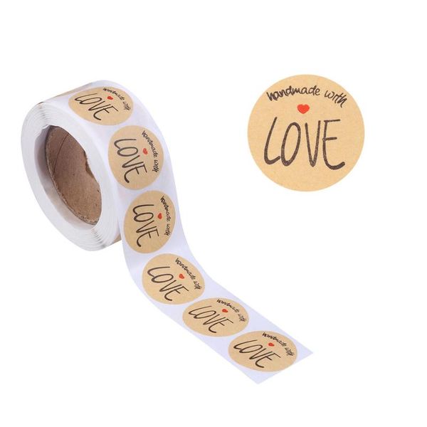 

gift wrap 500 sheets/volume round label kraft paper sealing stickers roll decals decor for candy bag baking packaging