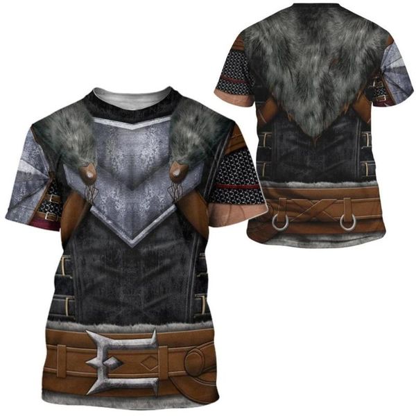 

men's t-shirts 3d cosplay samurai armor printed men t shirt hip hop summer short sleeve knight street casual t-shirt, White;black