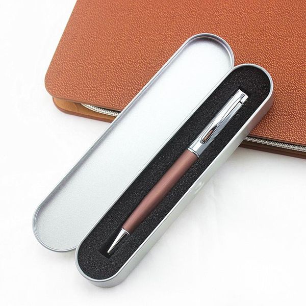 

luxury stainless steel and wood business office medium nib ballpoint pen pens, Blue;orange