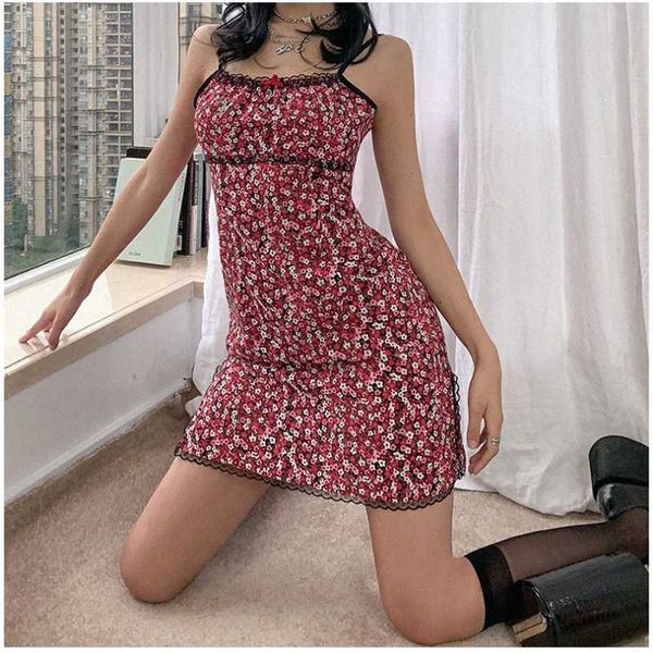 

casual dresses 2021 fashion women's summer strap mini dress ladies cute sweet college style kawaii slim soft floral split fork, Black;gray