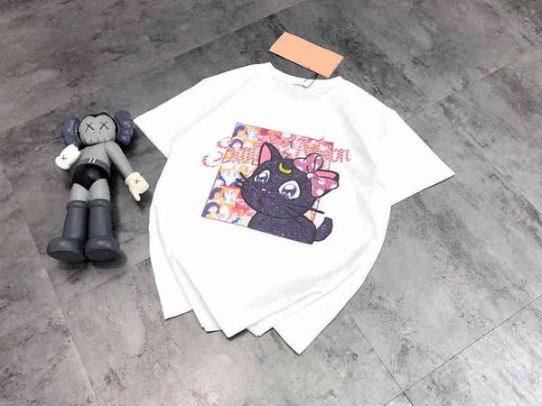 

2022 factory wholesale new drill butterfly hairpin women's t-shirt round neck short cartoon leisure korean half sleeve generation, White