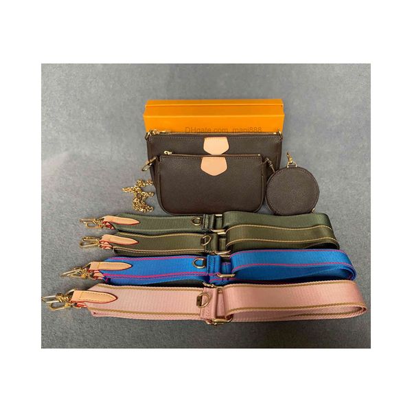 

new women favorite genuine leather fashion bag handbags multi pochette accessoires purses flower mini 3pcs crossbody shoulder bags