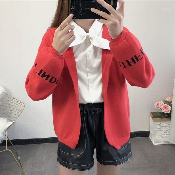 

women's sweaters simai 2021 autumn winter sweater female long sleeved knitted alphabe cardigan coat 4 color women my32, White;black
