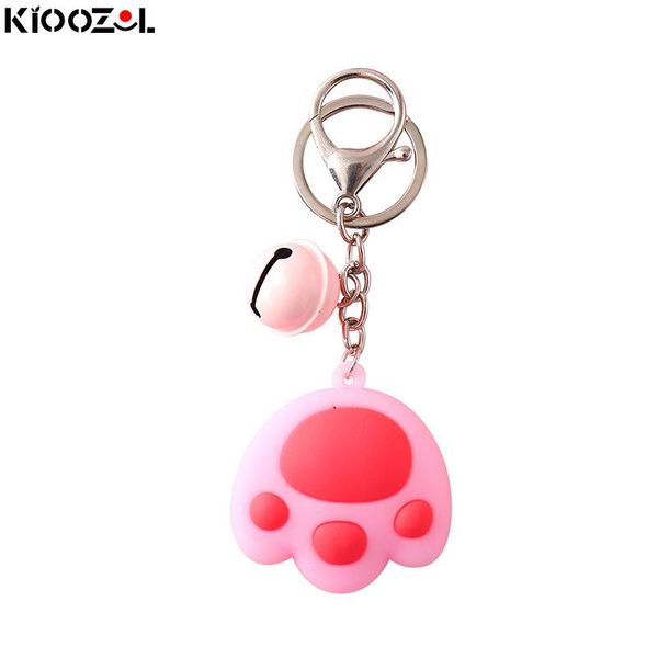 

keychains kioozol cute pink blue red cat with bells pendant silver color keychain for girls and couple's accessories 009 ko2