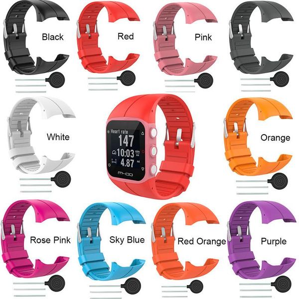 

watch bands behua sport silicone band for polar m400 m430 gps sports smart men women wristband replacement watches strap, Black;brown