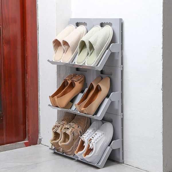 

stackable space-saving shoes shelf portable self-adhesive wall-mounted plastic storage rack holders clothing & wardrobe