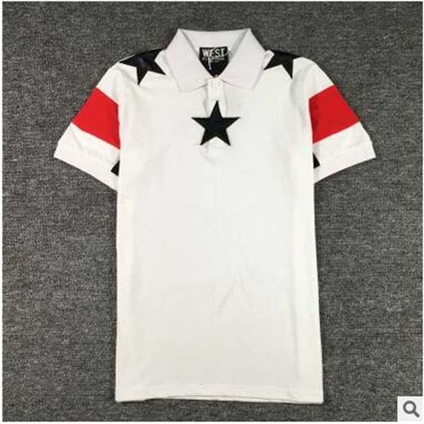 

men's t-shirts embroidery star tshirt european and american brand patchwork polo shirt casual loose short-sleeved stand collar t- s467, White;black