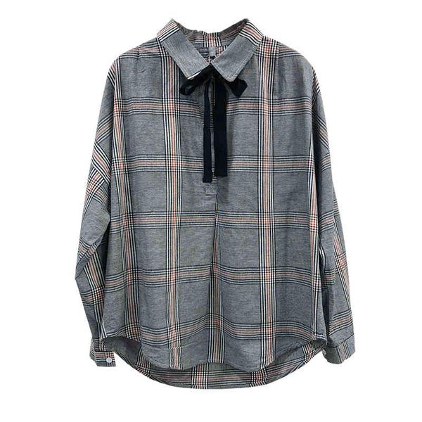 

women's blouses & shirts lamtrip unique england style student plaid bow long sleeve shirt blouse 2021 spring 4kjz, White