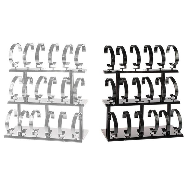 

jewelry pouches, bags acrylic three-layer 18-digit watch display storage rack, Pink;blue