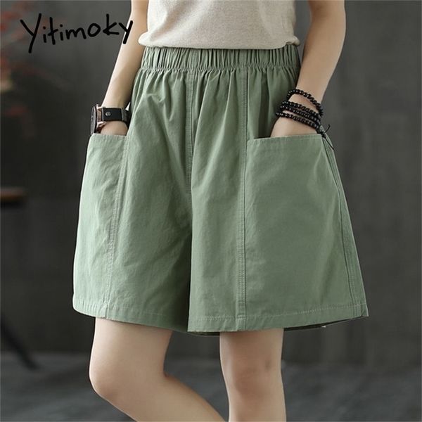 

yitimoky high waisted shorts womens summer booty sweat clothing black plus size sweatshorts fashion elastic waist green red 210714, White;black