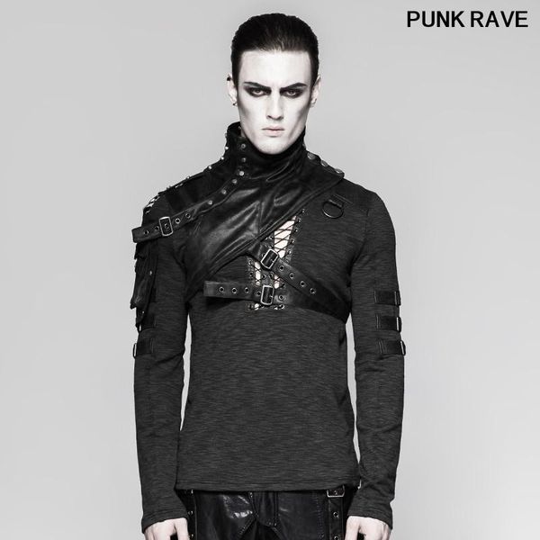 

scarves high collar cape with pocket fashion black military shoulder armor wraps steampunk leather men clothes accessory punk rave s-207, Blue;gray