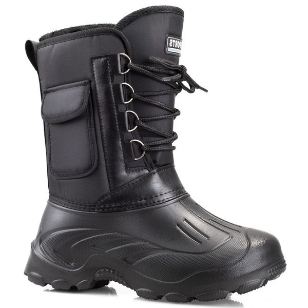 

northeast plush outdoor fishing cotton boots autumn and winter thickened warm medium tube men's snow, Black