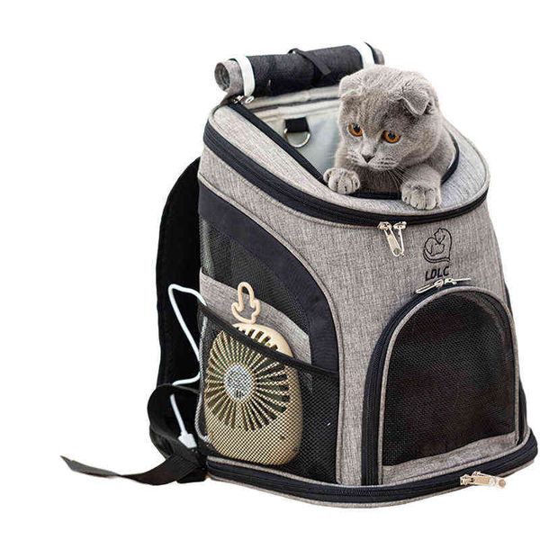 Cat Backpack respirável Catiático EVA Built-in Built-in Fibra Bottom Reinforcement Forte Bear-Bearing Self-Bloqueio Zipper 211120