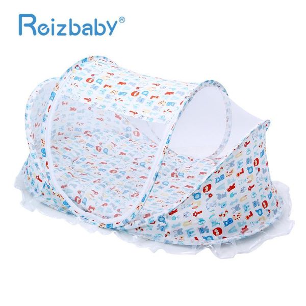 

portable baby sleeping bed crib netting foldable cushioned thick cotton with pillow music toddler kids travel