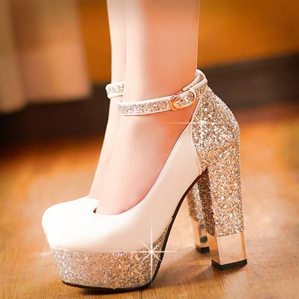 

dress shoes sarairis large size 32-43 bling upper pumps women high heels party wedding bride woman 1eda, Black