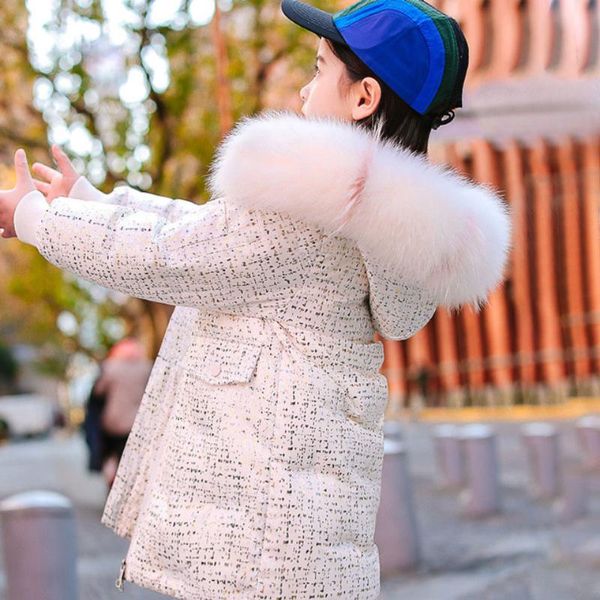 

down coat fashion winter baby girl white duck parkas 4 colors for 3t-14yrs old plus thick fur collar hooded kids clothing, Blue;gray