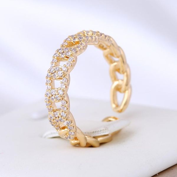 

cluster rings european and american fashion exquisite zircon chain ring female personality simple high-end net red adjustable, Golden;silver