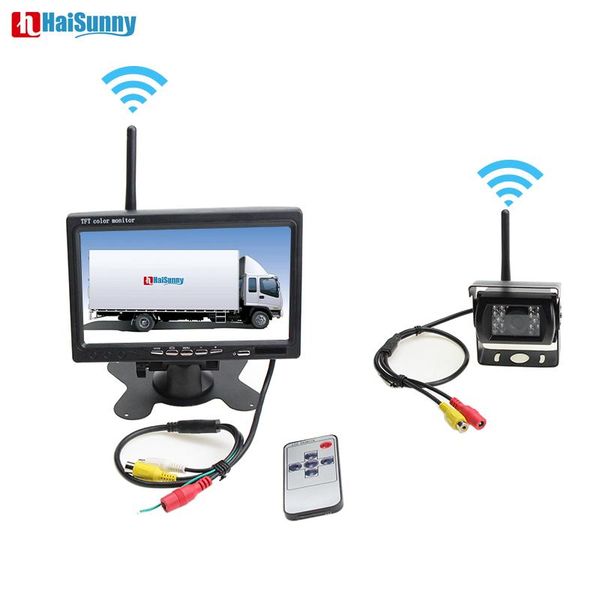 

car video haisunny for trucks 2.4g wireless backup parking camera system with ir night vision reversing and 7 inch full hd monitor