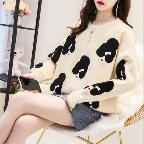 Mulheres Suéteres e Pulhavers Winter Winno Malha de Malha Longa Túnica Coreana Túnica Solta Sleeve Jumpers Sexy Christmas Tops 210428