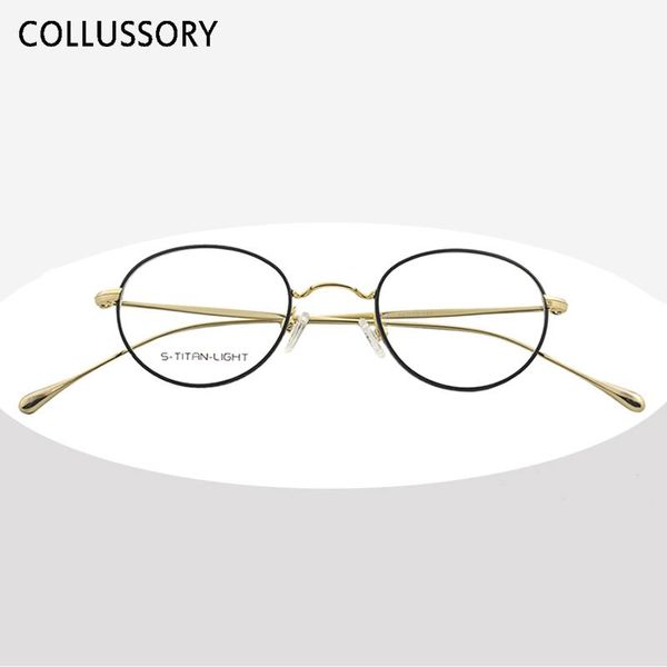 

fashion sunglasses frames titanium alloy optical small eyeglasses for women oval gold retro glasses frame men myopia vintage metal prescript, Black