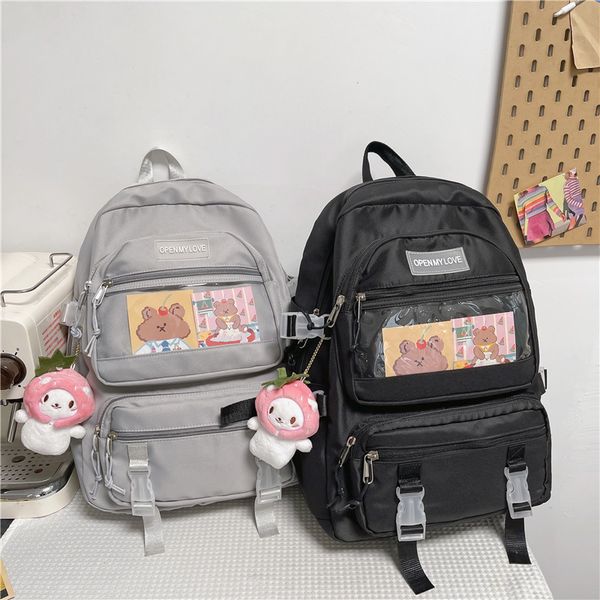 

designer handbags junior bag ins solid color lovely girl korean version harajuku ulzzang capacity high school student backpack