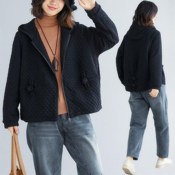 

women's jackets plus size jacket women fall winter 2021 fashion loose casual hooded cardigan coats and, Black;brown