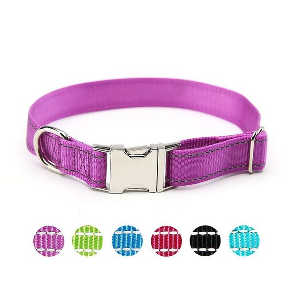 

dog collars & leashes puppy collar vivid reflective light with metal buckle personalized adjustable for medium large dogs engraved