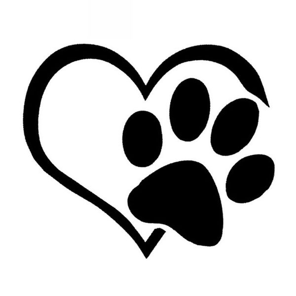 

love cat and dog footprint car sticker car decoration personality waterproof decal black/white, 10cm*9cm