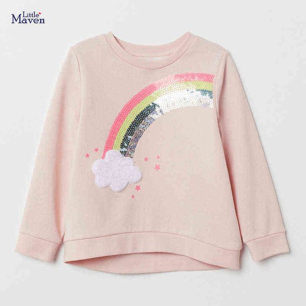 Little Maven Neonate Maglione Autunno Rosa Paillettes Arcobaleno Vestiti Nuvola Bambino Bambini Ragazze Vestiti per Bambini da 2 a 7 anni G1028